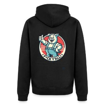 Vous pouvez tous moi ! - Pouce vers le haut Cochon - Veste à capuche bio Premium Unisexe - noir - Dos - Nico (187cm)