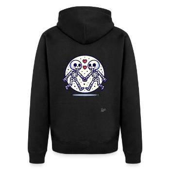 Two skeletons in love - Unisex Premium Organic Zip Hoodie - black - Back - Nico (187cm)