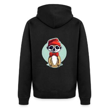 Erdmännchen Weihnachtsoutfit - Unisex Premium Bio Zip Hoodie - Schwarz - Hinten - Nico (187cm)