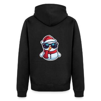 Schneemann mit Weihnachtsmütze - Unisex Premium Bio Zip Hoodie - Schwarz - Hinten - Nico (187cm)