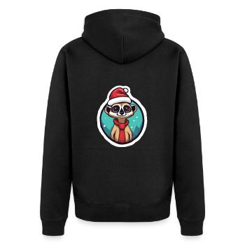 Merry Christmas Meerkat - Unisex Premium Organic Zip Hoodie - black - Back - Nico (187cm)
