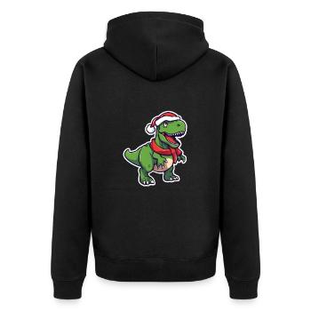 TREX Dinosaurier Weihnachten Weihnachtsmütze - Unisex Premium Bio Zip Hoodie - Schwarz - Hinten - Nico (187cm)