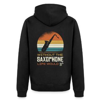 Sans le saxophone, la vie serait B - Veste à capuche bio Premium Unisexe - noir - Dos - Nico (187cm)
