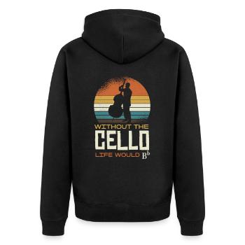Ohne Das Cello Wäre Das Leben Bb - Unisex Premium Bio Zip Hoodie - Schwarz - Hinten - Nico (187cm)