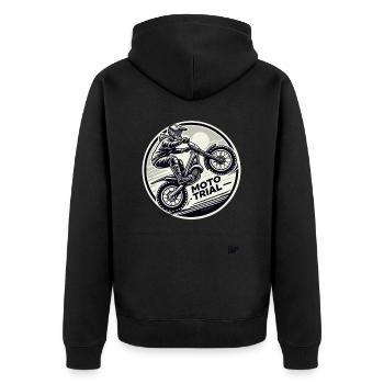 Moto Trial Motocross - Unisex Premium Bio Zip Hoodie - Schwarz - Hinten - Nico (187cm)