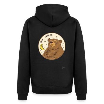 Tired sleeping bear with moon and stars - Unisex Premium Organic Zip Hoodie - black - Back - Nico (187cm)