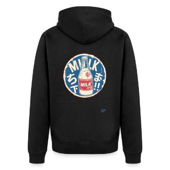 Japanische Milch in der Flasche - Unisex Premium Bio Zip Hoodie - Schwarz - Hinten - Nico (187cm)