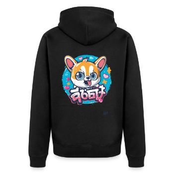 Japanese small dog with big eyes - Unisex Premium Organic Zip Hoodie - black - Back - Nico (187cm)