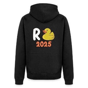 Rente 2025 Ente Rentner 2025 Ruhestand Pension - Unisex Premium Bio Zip Hoodie - Schwarz - Hinten - Nico (187cm)