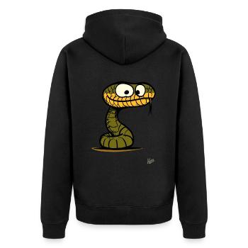 Stupid looking funny snake - Unisex Premium Organic Zip Hoodie - black - Back - Nico (187cm)