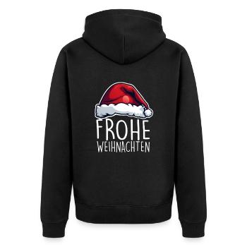Frohe Weihnachten - Unisex Premium Bio Zip Hoodie - Schwarz - Hinten - Nico (187cm)