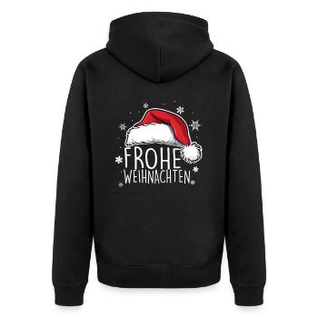 Frohe Weihnachten - Unisex Premium Bio Zip Hoodie - Schwarz - Hinten - Nico (187cm)