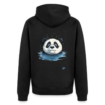 Little panda in the water - Unisex Premium Organic Zip Hoodie - black - Back - Nico (187cm)