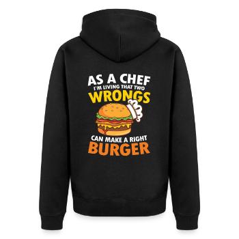 Make a right Burger für einen Burger Esser - Unisex Premium Bio Zip Hoodie - Schwarz - Hinten - Nico (187cm)