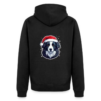Hund Weihnachten - Unisex Premium Bio Zip Hoodie - Schwarz - Hinten - Nico (187cm)