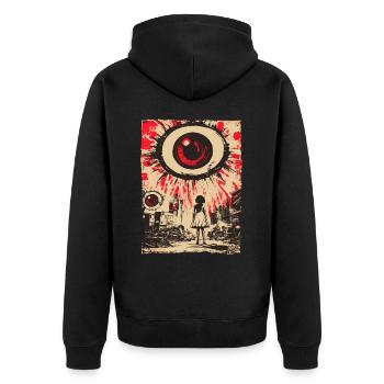Apocalyptic Vision with Red Eye - Unisex Premium Organic Zip Hoodie - black - Back - Nico (187cm)