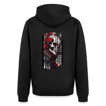 Cyborg skull kanji - Unisex Premium Organic Zip Hoodie - black - Back - Nico (187cm)