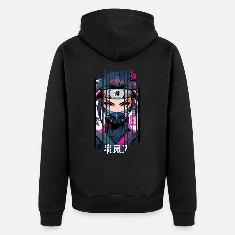 Cyborg ninja kanji - Veste à capuche bio Premium Unisexe - noir