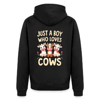 Cow Farmer Farm Farmer Farmer - Unisex Premium Organic Zip Hoodie - black - Back - Nico (187cm)