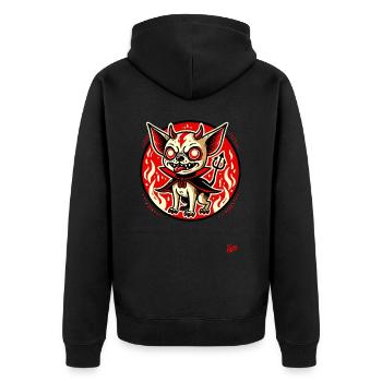 Kleiner Hunde-Satan aus der Hölle - Unisex Premium Bio Zip Hoodie - Schwarz - Hinten - Nico (187cm)