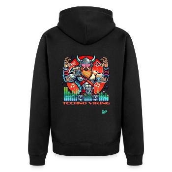 Musique techno Vikings - Veste à capuche bio Premium Unisexe - noir - Dos - Nico (187cm)