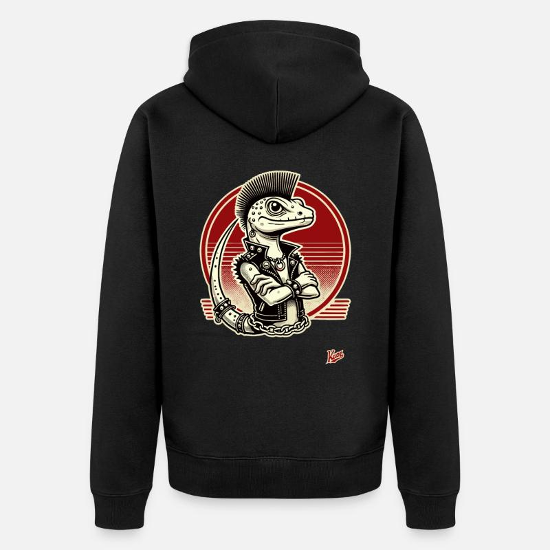 Gecko lézard punk - Veste à capuche bio Premium Unisexe - noir