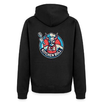 Der Koch ist ein Küchen-Bulle - Unisex Premium Bio Zip Hoodie - Schwarz - Hinten - Nico (187cm)