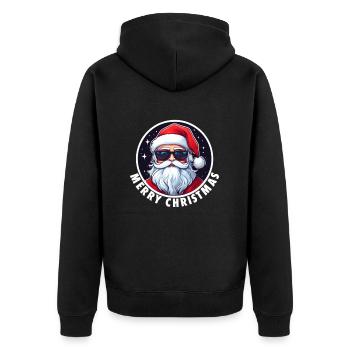 Weihnachtsoutfit Weihnachten Weihnachtsmann - Unisex Premium Bio Zip Hoodie - Schwarz - Hinten - Nico (187cm)
