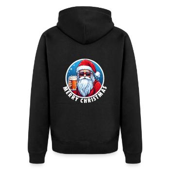 Weihnachtsmann - Unisex Premium Bio Zip Hoodie - Schwarz - Hinten - Nico (187cm)