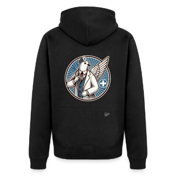 Dr. Taube – The Flying Doctor - Unisex Premium Organic Zip Hoodie - black - Back - Nico (187cm)