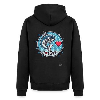 I love fish - Unisex Premium Organic Zip Hoodie - black - Back - Nico (187cm)