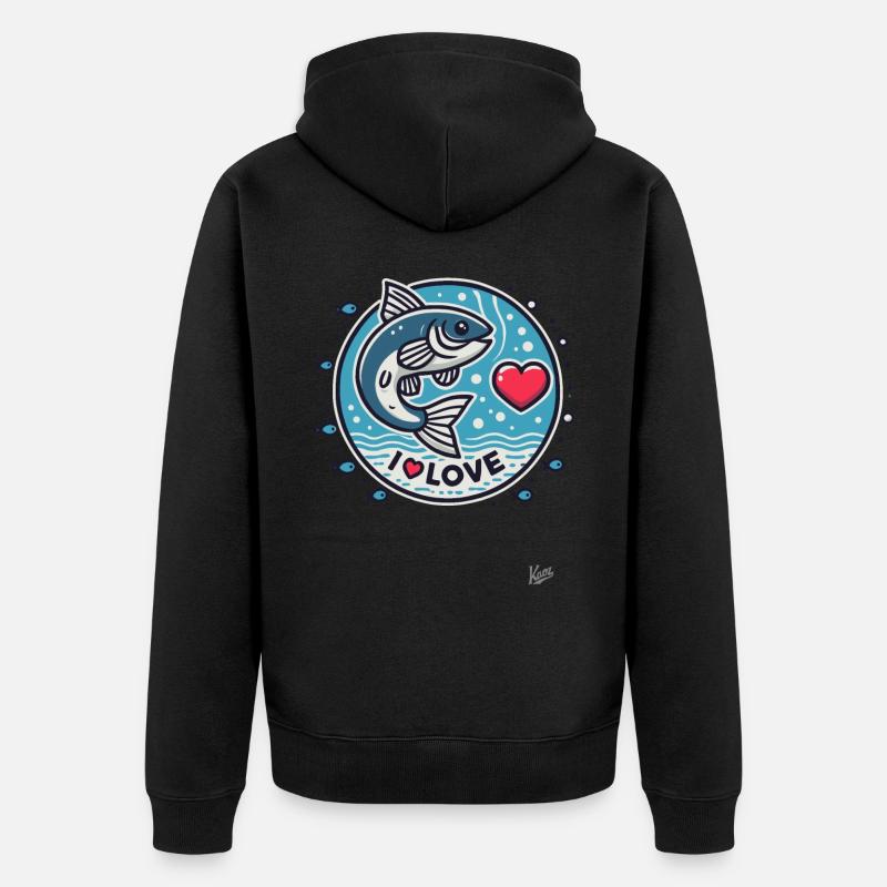 J’adore le poisson - Veste à capuche bio Premium Unisexe - noir