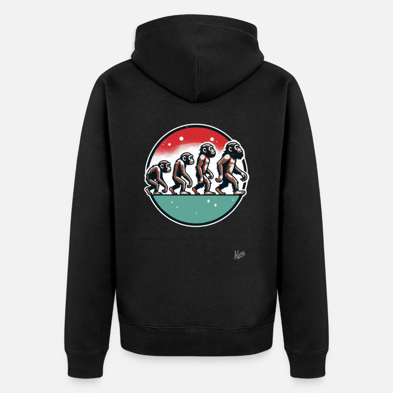 Evolution du singe - Veste à capuche bio Premium Unisexe - noir