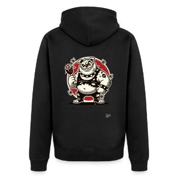 Grand méchant chien bouledogue avec des os - Veste à capuche bio Premium Unisexe - noir - Dos - Nico (187cm)