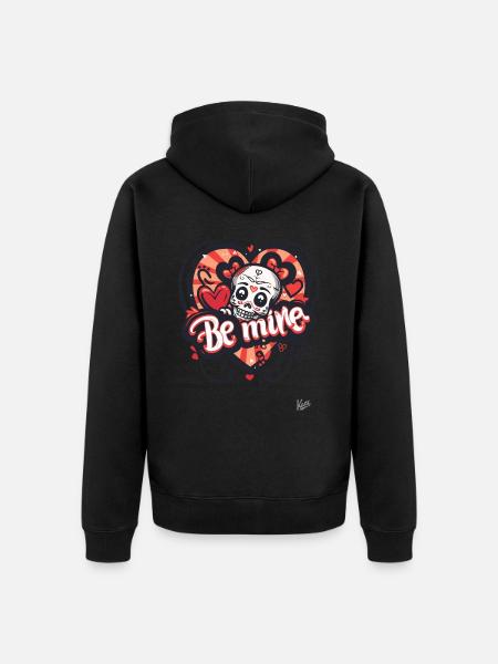 Heart and Skull: Be Mine - Unisex Premium Organic Zip Hoodie - black