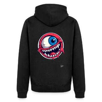 Funny Horror Cyclops Eye - Unisex Premium Organic Zip Hoodie - black - Back - Nico (187cm)