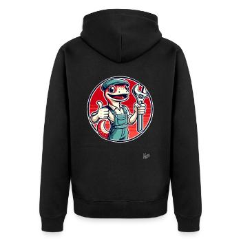 Artisan gecko, pouce avec clé - Veste à capuche bio Premium Unisexe - noir - Dos - Nico (187cm)