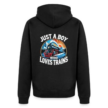 Train Locomotive Railway, pour les garçons - Veste à capuche bio Premium Unisexe - noir - Dos - Nico (187cm)