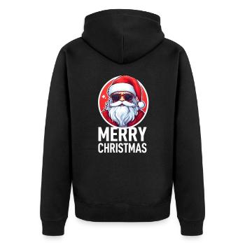 Weihnachtsmann - Unisex Premium Bio Zip Hoodie - Schwarz - Hinten - Nico (187cm)