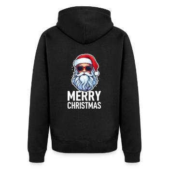 Weihnachtsmann - Unisex Premium Bio Zip Hoodie - Schwarz - Hinten - Nico (187cm)