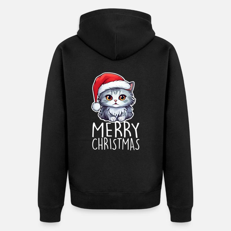 Noël chat - Veste à capuche bio Premium Unisexe - noir