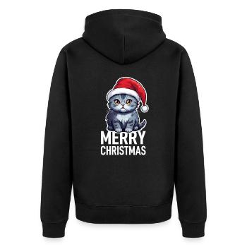 Cat Christmas - Unisex Premium Organic Zip Hoodie - black - Back - Nico (187cm)
