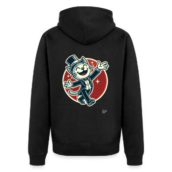 Elegante lustige Katze im Frack mit Zylinder - Unisex Premium Bio Zip Hoodie - Schwarz - Hinten - Nico (187cm)
