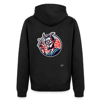 Peace-Zeichen vom Swag-Teufel - Unisex Premium Bio Zip Hoodie - Schwarz - Hinten - Nico (187cm)