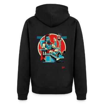Leo le Nidas Héros spartiate du don de sang - Veste à capuche bio Premium Unisexe - noir - Dos - Nico (187cm)