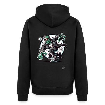 Das Grüne Zyklop Untoter Zombie-Monster - Unisex Premium Bio Zip Hoodie - Schwarz - Hinten - Nico (187cm)