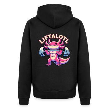 Fitness Musculation Musculation LIFTALOTL Axolotl - Veste à capuche bio Premium Unisexe - noir - Dos - Nico (187cm)