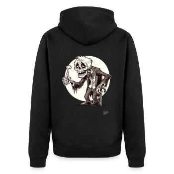 Vieillir est un cadeau, pouce en l’air squelette - Veste à capuche bio Premium Unisexe - noir - Dos - Nico (187cm)