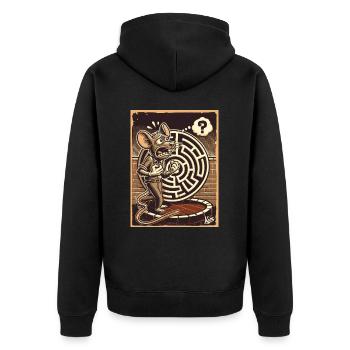 Kein Ausweg, ein Labyrinth und ratlose Ratte - Unisex Premium Bio Zip Hoodie - Schwarz - Hinten - Nico (187cm)