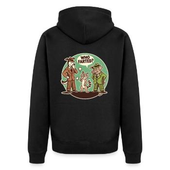 Qui a pété ? Chat, chien ou cochon - Veste à capuche bio Premium Unisexe - noir - Dos - Nico (187cm)